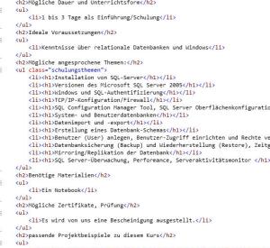 Einführungsschulung in HTML